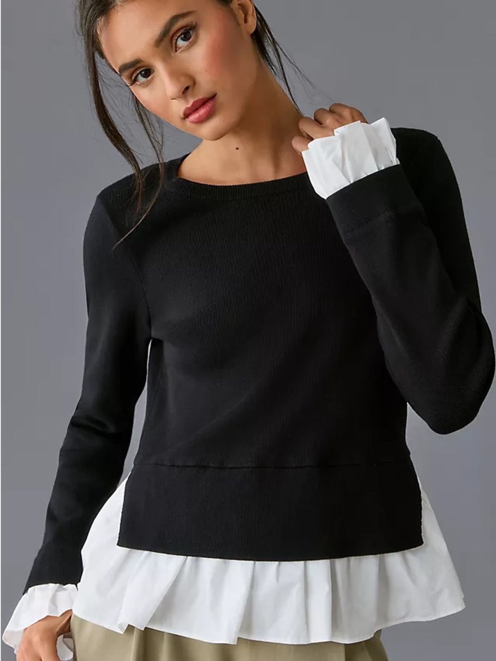 By Anthropologie Long-Sleeve Twofer Sweater